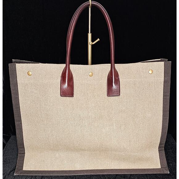 Saint Laurent Rive Gauche tote bag in natural linen - Picture 6 of 15